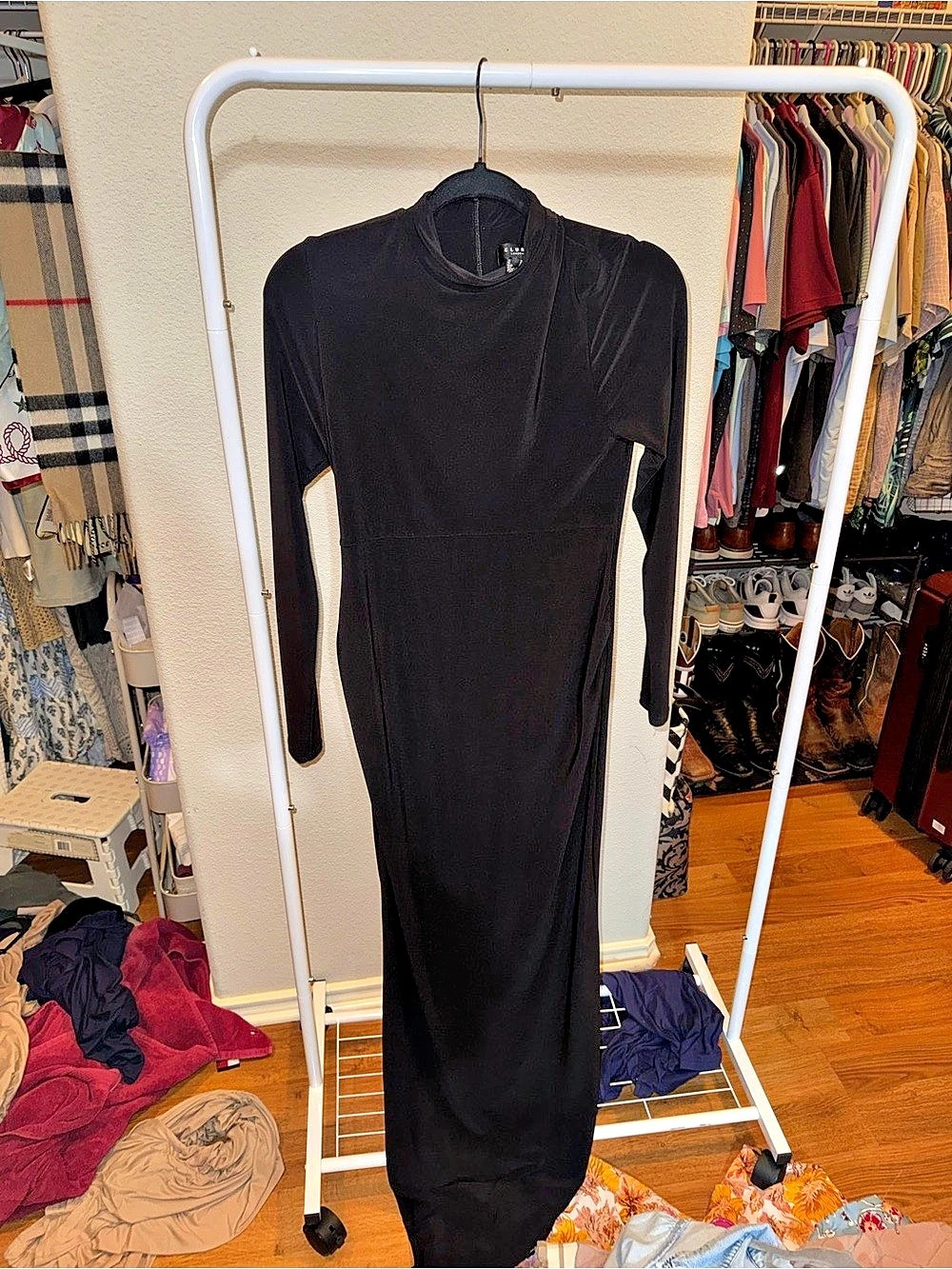 Club L London Maternity Black Maxi Dress Size 6 Like New